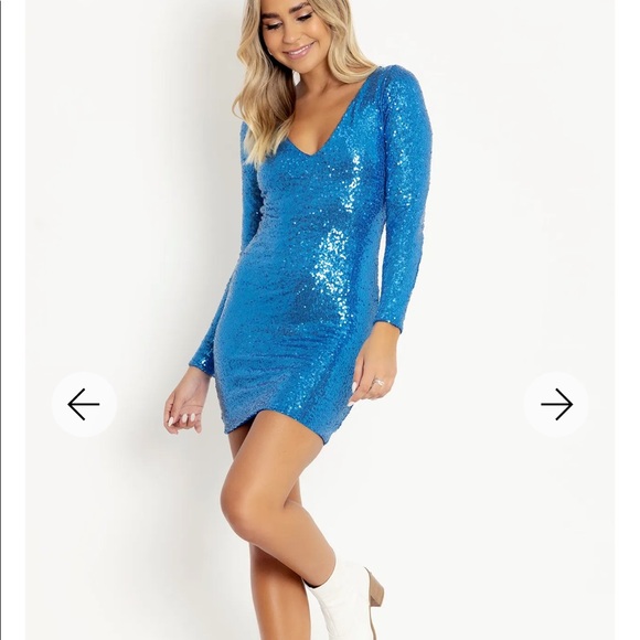 SPARKLE SPARKLE BLUE 💙 SEQUIN LONG SLEEVE DRESS NWT S BM BLACKMILK - Picture 9 of 12